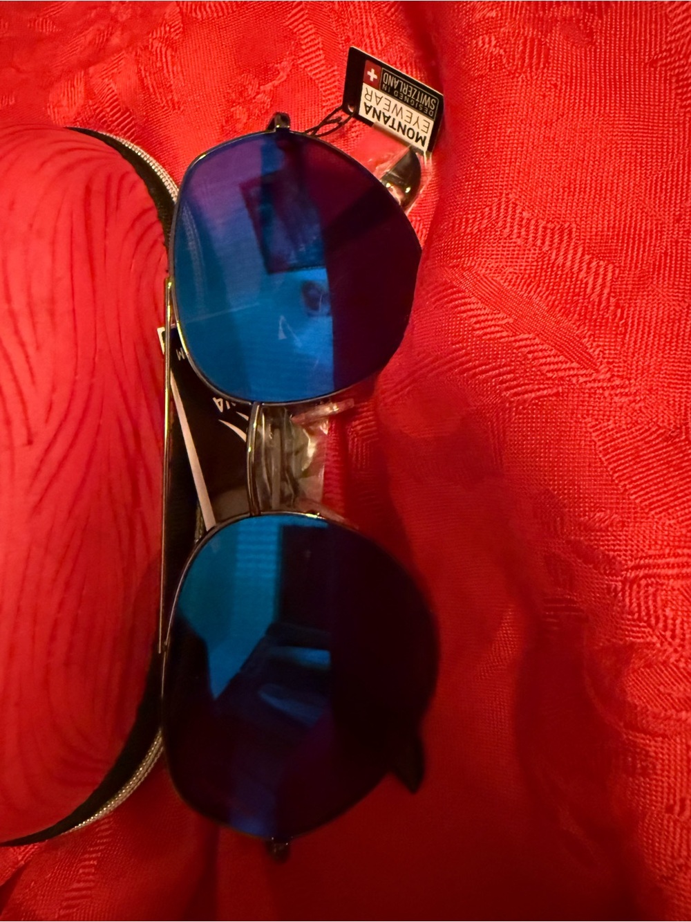 Montana Eyewear Men’s Round Sunglasses with Blue Mirrored Lenses